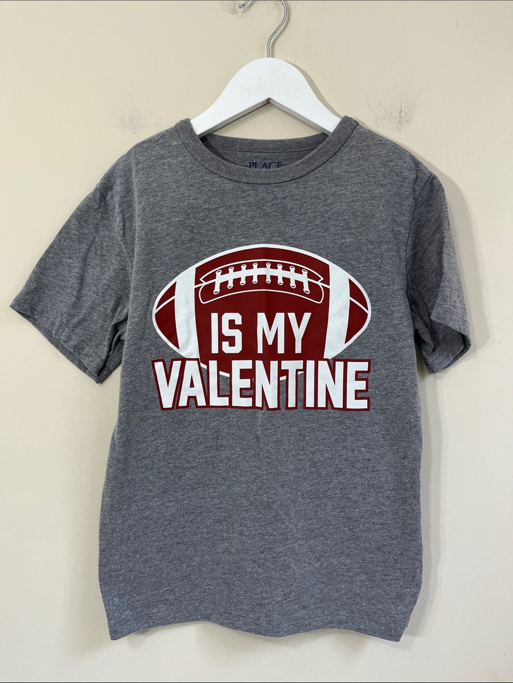PLACE Little Boy's Short Sleeve Graphic Valentine's Day Shirt Size M (7/8)